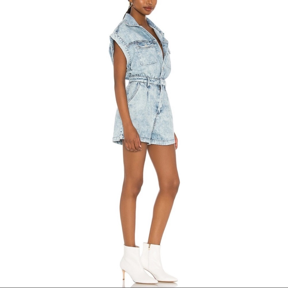New BLANK NYC Cotton Denim Romper in Head Backstage Blue Sz M - Picture 4 of 15